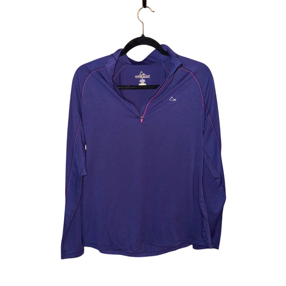 Paradox Quarter Zip XL Purple Merino Blend Drirelease Pullover Thumbhole Top